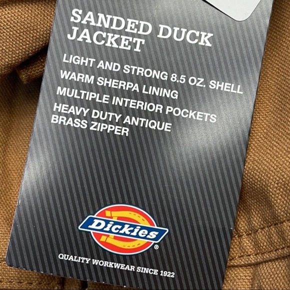 DICKIES Men’s 2XL Brown / Tan Sanded Duck Sherpa Lined Jacket - Picture 6 of 7